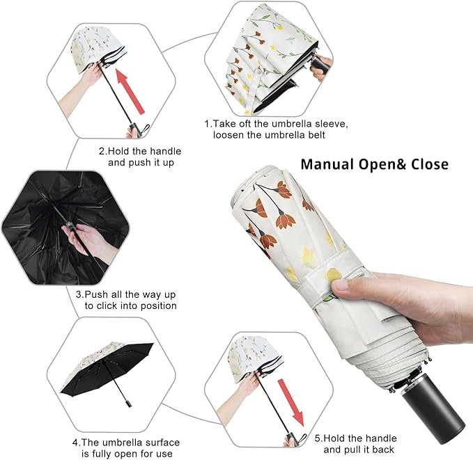 Cuby UV Sun Umbrella Compact Folding Umbrella lightweight Portable Manual Travel Umbrella for Rainproof & 99% UV Protection with Black Anti-UV Coating