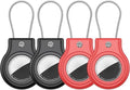 Waterproof Airtag Holder,4 Pack Airtag Case with Secure Lock,Airtags Keychain for Apple Air tags,Anti-Lost Protective Case Air tag Accessories for GPS Tracker Luggage,Bag,Key,Pet-Black/Black/Red/Red
