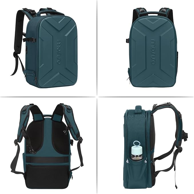 MOSISO Camera Backpack, DSLR/SLR/Mirrorless Photography Camera Bag Waterproof Artistic Geometric Hardshell Case with Tripod Holder&15-16 inch Laptop Compartment for Canon/Nikon/Sony, Teal Green