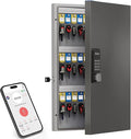 72 Key Cabinet Organizer,Metal Key Lock Box Wall Mount use OTP Technology Unlock,Fixed Password/Bluetooth Unlock, App Remotely Generates Pin Codes Without Internet,Great for Key Hook & Storage