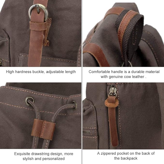 AUGUR High Capacity Canvas Vintage Backpack - for School Travel 12-15" Laptop Backapcks for Men Casual Daypacks Rucksack (M-Army Green)