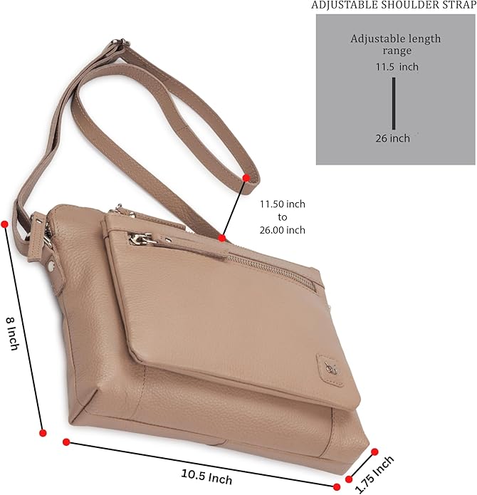 Wise Owl Accessories Small Soft Pebbled Real Leather Crossbody Handbags Purses Sling Crossover Shoulder Bag