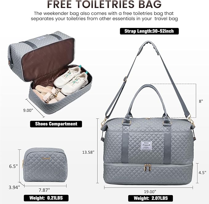 LOVEVOOK Travel Duffle Bag,Weekender Bags for Women with Shoe Compartment，Carry on Overnight Bag with Toiletry Bag,Gym Duffel Bag with Wet Pocket, Hospital Bags for Labor and Delivery