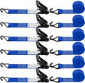 6 Pack 2 inch Ratchet Straps Heavy Duty J Hook 2 in x 15ft with Strong Ratcheting, Cargo Load Tie Down Strap 2200lbs Working Load for Trucks Blue