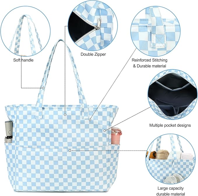 Waterproof Beach Tote Pool Bags for Women Ladies Extra Large Gym Tote Carry On Bag With Wet Compartment for Weekender Travel