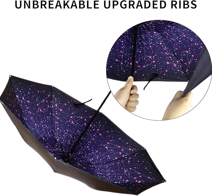 LLanxiry Compact Travel Umbrella, Mini Windproof Umbrellas for Rain & Sun, Small Lightweight Outdoor UV Umbrella, Portable Folding Umbrellas for Travel