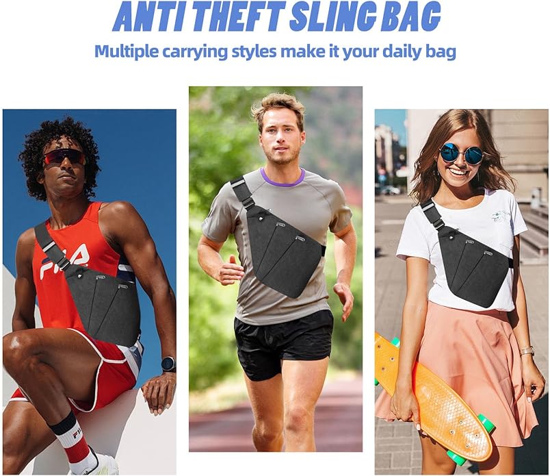 Anti Theft Crossbody Bag,Anti Theft Travel Bag for Women Men,Sling Crossbody Bag for Travel, Sport, Work