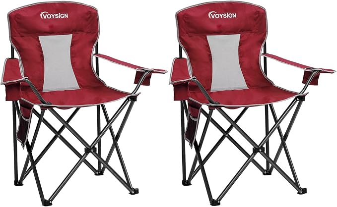 Mesh Folding Camping Chairs for Adults, Oversized Portable Outdoor Chairs, Weight Capacity 325 lbs with Cup Holder, Storage Pocket, Carry Bag