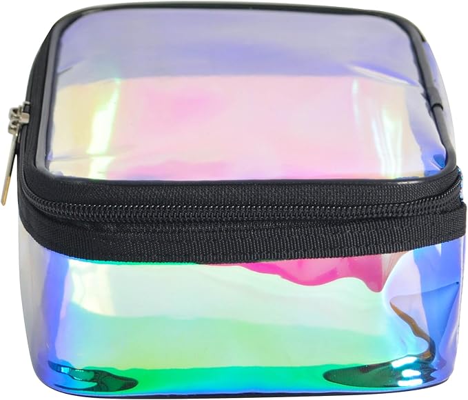 Iridescent TPU Travel Cosmetic Makeup Bag Holographic Clear Makeup Kit Organizer Pouch Waterproof Toiletry Organizer Case