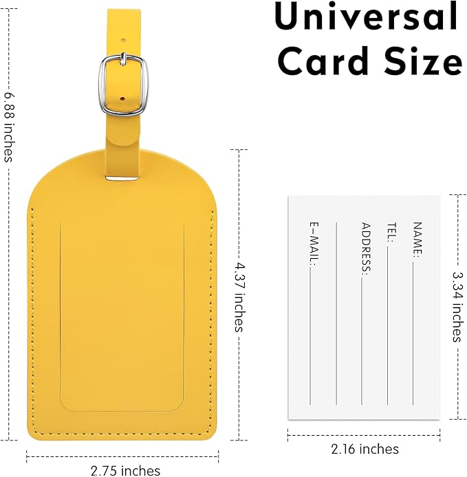 4-Piece Luggage Tags for Suitcase Travel Bag Labels Privacy Protection Luggage Tag for Baggage PVC Baggage ID Label Tags Yellow