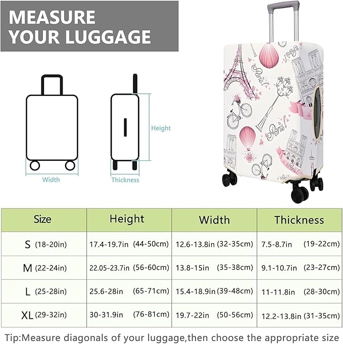 Travel Luggage Cover Suitcase Protector Fits 18-32 Inch Wheel Covers PatternedTravel Related Items Flower Luggage Protector Elastic L