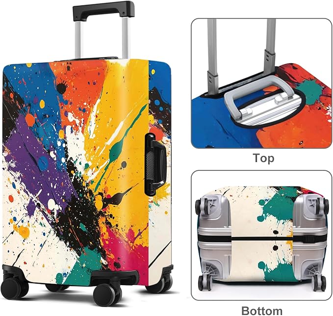 Luggage Cover Washable Suitcase Protector Anti-scratch Suitcase cover Fits 20-34 Inch Luggage (Watercolor, XL(32-34inch suitcase))