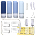 16 Pack Travel Bottles Set for Toiletries, Leakproof Travel Containers for Toiletries TSA Approved Silicone Travel Accessories Squeezable Refillable 3oz for Shampoo Conditioner Lotion Blue