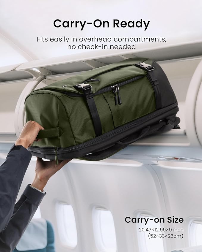 tomtoc Travel Backpack 40L, TSA Friendly Flight Approved Carry-on Luggage Hand Water-resistant Lightweight Business Rucksack, Durable Large Weekender Bag Daypack Fits 17.3 Inch Laptop