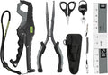Booms Fishing Gear and Equipment: 6pcs Fishing Tools Kit with Needle Nose Pliers, Fish Gripper, Scissors, 24" Ruler, Retractor & Lanyard - Saltwater Fishing Tackle Accessories Gifts for Men, TK1