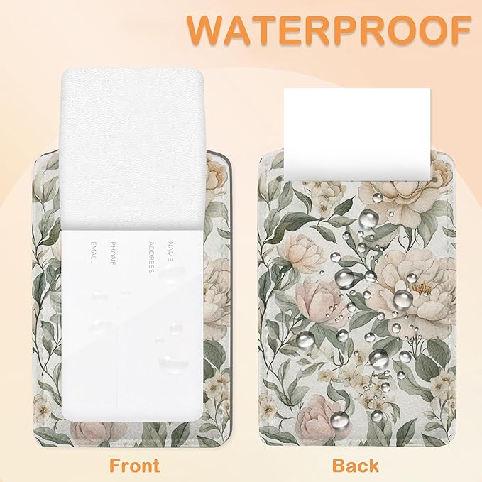 Vintage Peony Floral PU Leather Luggage Tags for Suitcase, Travel Cruise 3 Pack with Privacy Flap, Name ID Label and Metal Loop for Women Men Girls Baggage Bag Backpack