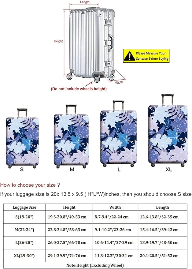 Travel Luggage Cover, Suitcase Protector Bag Fits 22-24 Inch Luggage Bluemaple