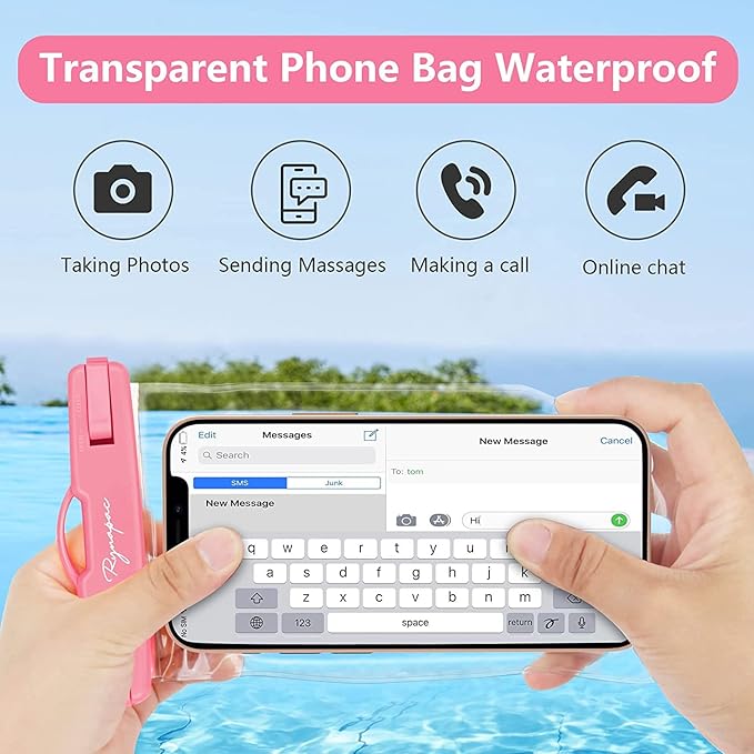 Waterproof Phone Pouch Bag - 7.5in Water Proof Cell Phone Case for Beach Travel Must Haves, IPX8 Dry Bag with Lanyard for iPhone 16 15 Pro Max Galaxy S24+ Pixel 8, Cruise Ship Essentials