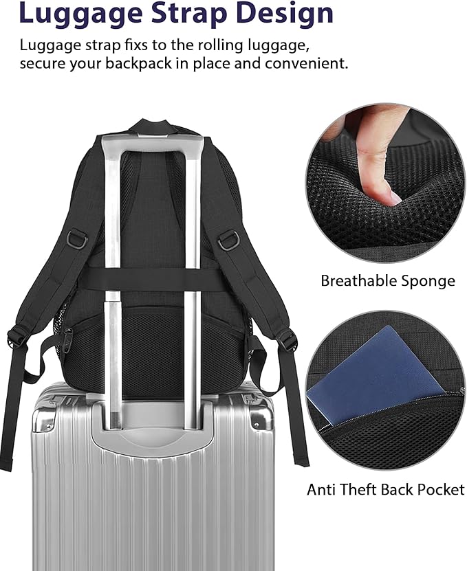 MATEIN School Laptop Backpack, Large TSA Friendly College Computer Bookbag with Laptop Compartment Fits 17 Inch Notebook, Water Resistant Work Travel Backpack, Graduation Gifts for Men Women
