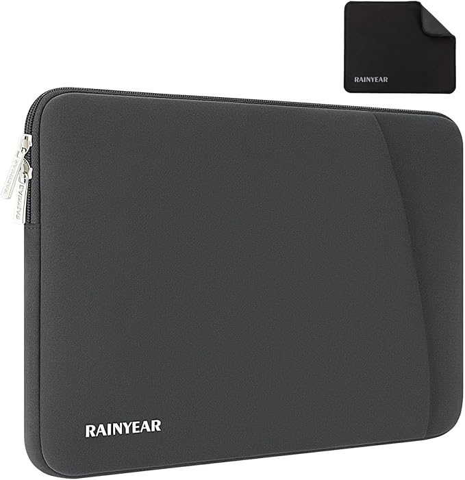 RAINYEAR Laptop Sleeve Case with Front Pocket, 15.6 Inch Protective Portable Case with Front Pocket, Briefcase Laptop Carrying Bag Cover Compatible for HP, Dell, Asus, Lenovo, Notebook, Gray