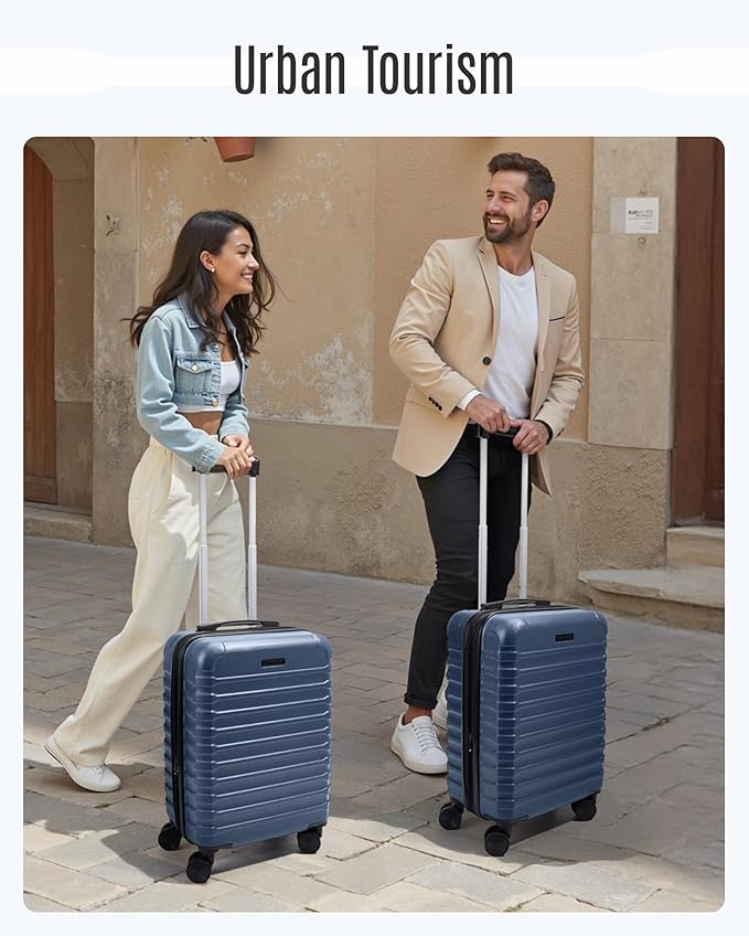 LIGHT FLIGHT Carry On Luggage 22x14x9 Airline Approved, Carry On Suitcases with Wheels, Expandable Hardside Lightweight Rolling Travel Luggage with TSA Lock 20 Inch Carryon, Royal Blue