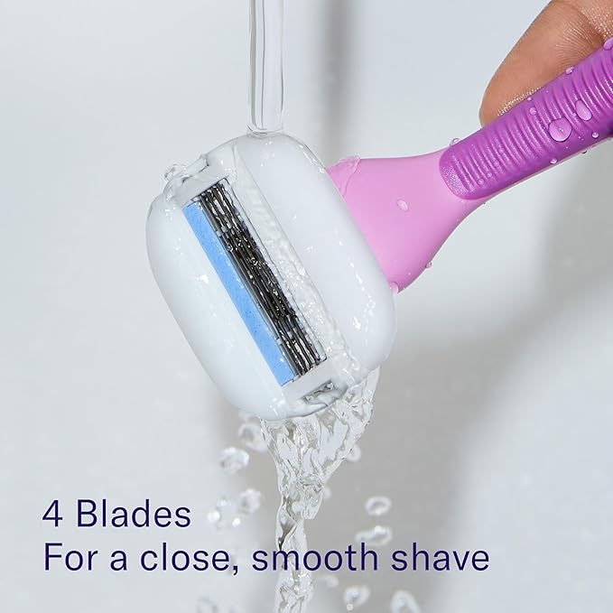 Flamingo Moisture Plus Women's Razor Set - Razor Handle, Blade Refill, and Shower Holder - Fig