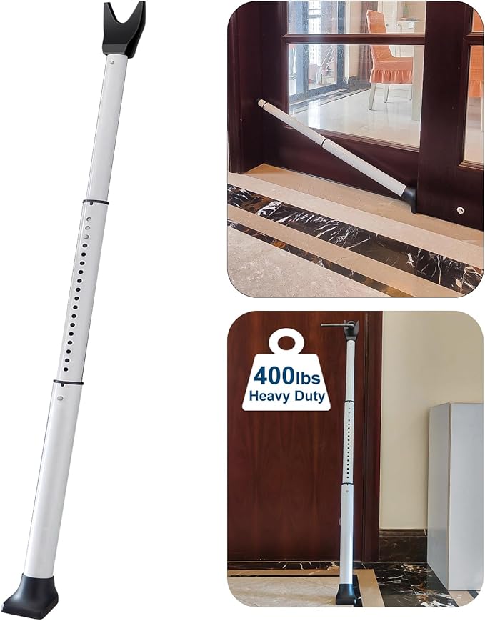 Rerishom Door Security Bar, Door Stoppers Security bar,Heavy Duty Door Lock Security Door Jammer Door Stopper for Apartment, Hotel Room,Screen Door Hardware, 1 Pack