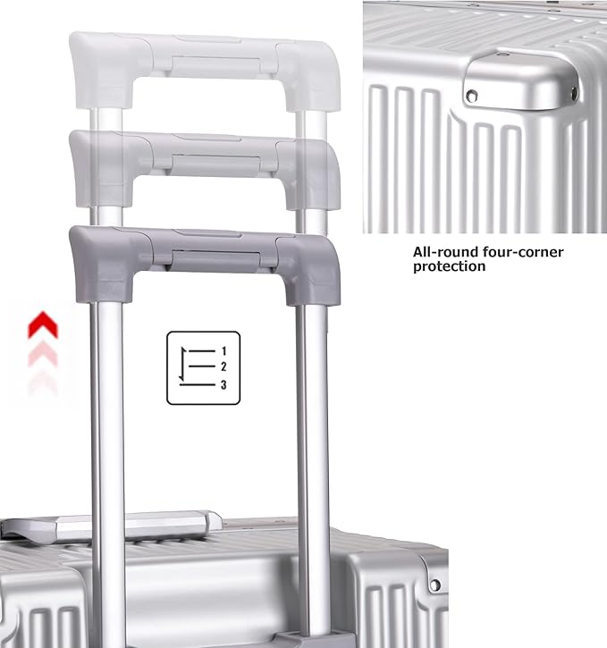 feilario 30in Super Large Captain Aluminum Frame Hardside Spinner Wheels Luggage, Zipperless Checked Suitcase with Cup Holder/Phone Holder