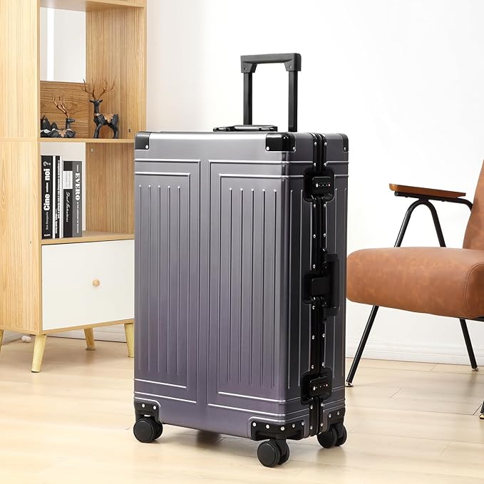 All Aluminum Magnesium 28inch Luggage，Cut from Whole Aluminum Sheet（3rd Generation,Premium Metal zipperless suitcase ） (grey, 28inch)