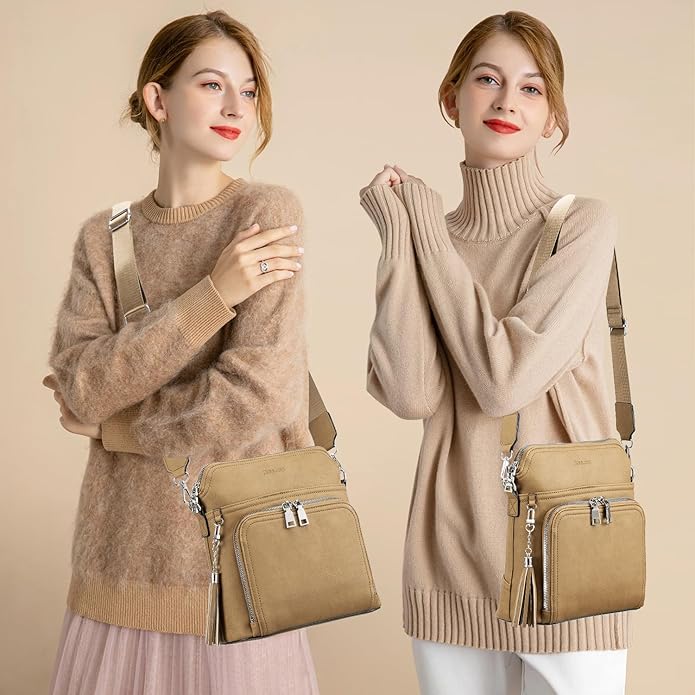 Crossbody Purse for Women,Lightweight Medium Crossbody Bag Soft Leather Women's Shoulder Handbags with Tassel