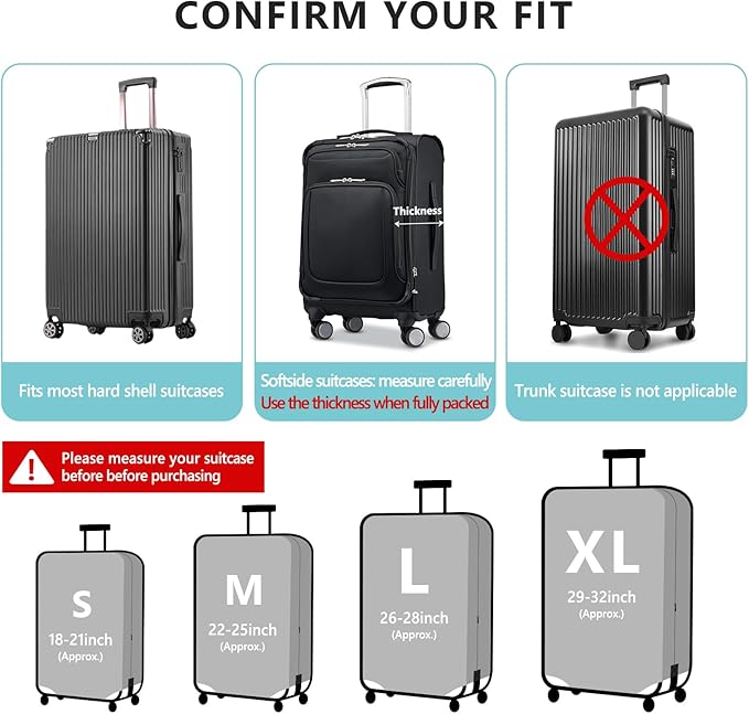 Travelkin Luggage Covers With Tag For Suitcases Tsa Approved,Suitcase Covers Protector Fit 18-32 Inch Luggage,L
