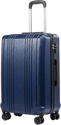 Coolife Luggage Expandable(only 28") Suitcase PC+ABS with TSA Lock Spinner 20in 24in 28in (navy, M(24IN))