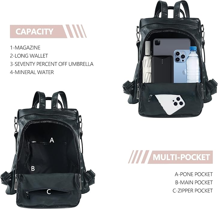 Women Backpack Purse PU Leather Anti-theft Casual Shoulder Bag Fashion Ladies Satchel Bags