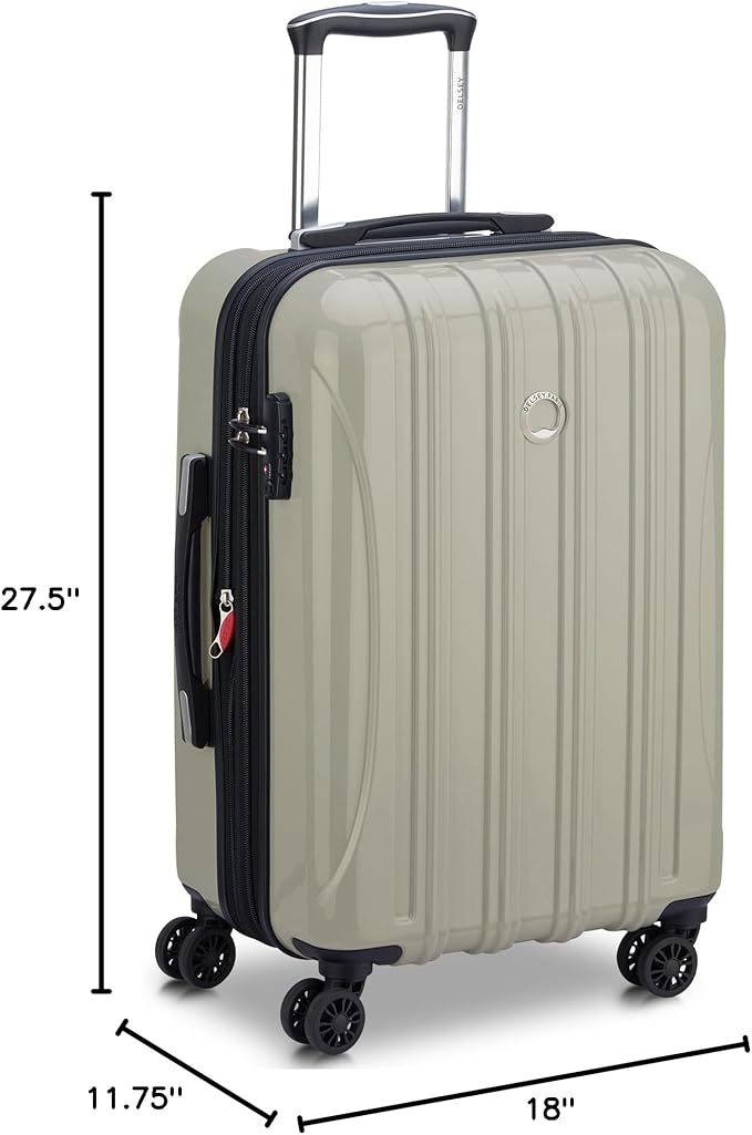 DELSEY PARIS Helium Aero Hardside Expandable Luggage with Spinner Wheels, Latte, Checked-Medium 24 Inch