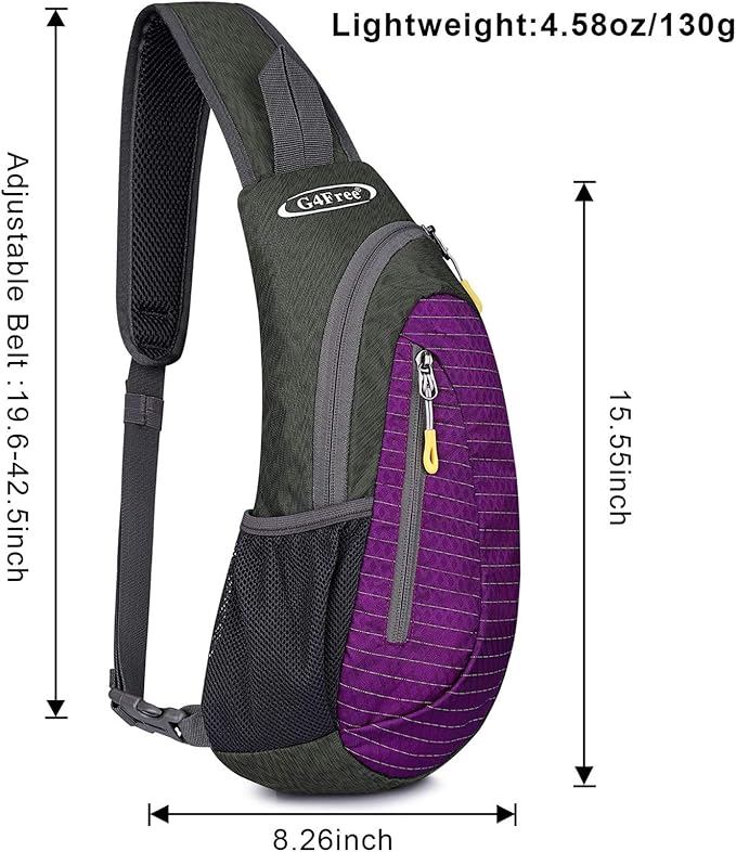G4Free Sling Bag for Men Women, Small Crossbody Backpack Lightweight Chest Shoulder Bags for Travel, Outdoor and Sports (Purple)