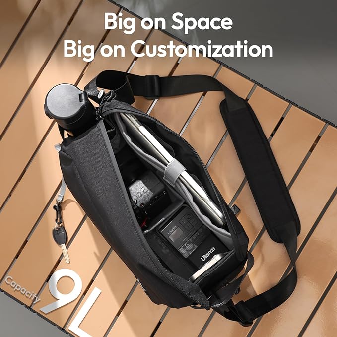 ULANZI BP11 8L Camera Sling Bag with Tripod Holder for Men Women, Lightweight Splash-proof DSLR/Mirrorless Anti-Theft Crossbody Bag for Travel Hiking Photography Customizable Front Pocket Camera Bag