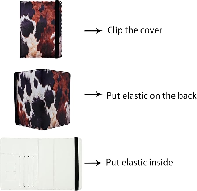 Passport Holder for Women and Men PU Leather Passport Cover for Travel (Cow Print)