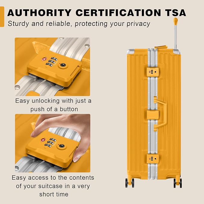 AnyZip Luggage Sets 2 Piece Aluminum Frame Carry On and Checked Suitcase PC ABS Hard Shell TSA Lock No Zipper(Orange, 20/28)