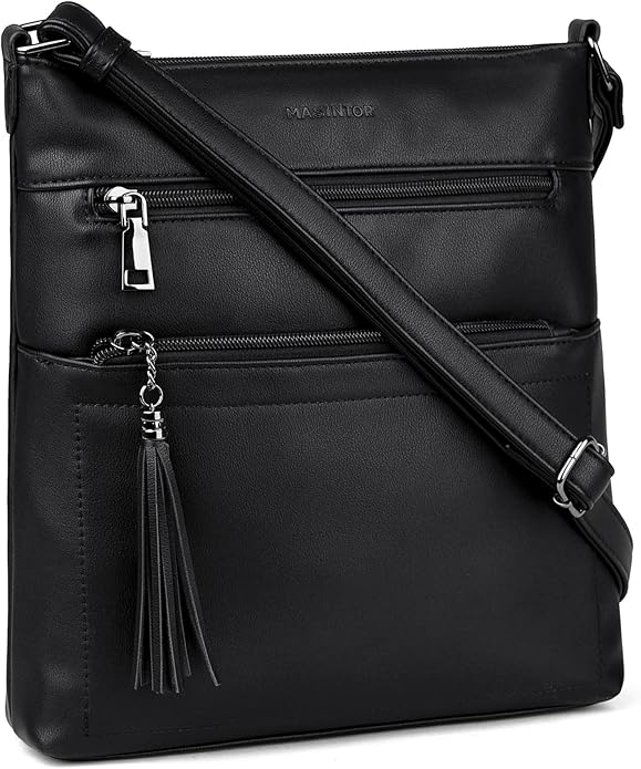 MASINTOR Crossbody Purses for Women, Multi Pocket Casual Crossbody Bag, Adjustable Strap Shoulder Bag with Tassel