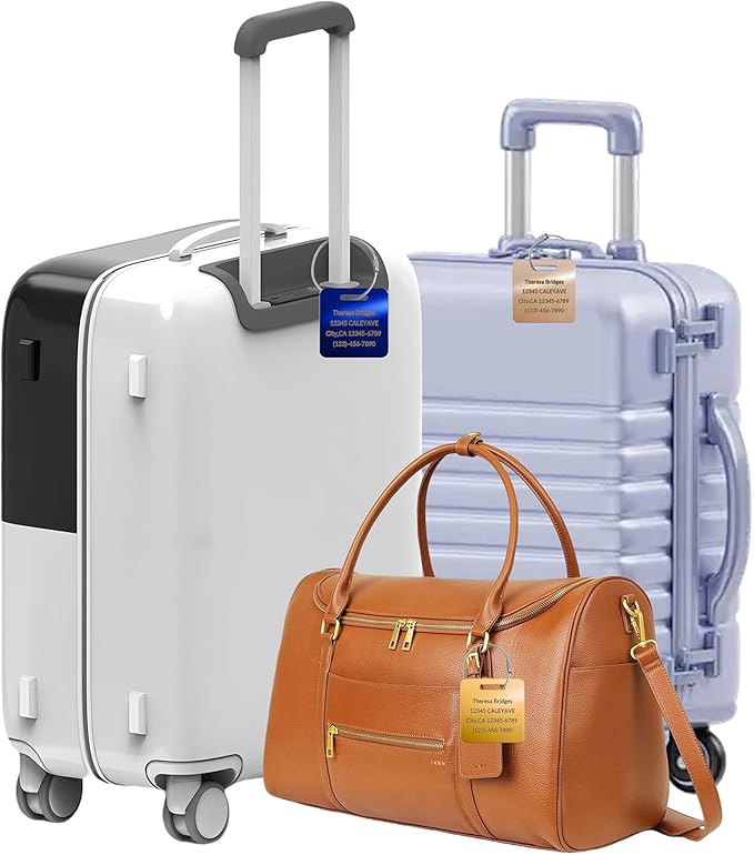 (5Pack Made in USA) Custom Personalized Luggage Tags-Customized Unique tag for Suitcase Backpack Travel,Bags (Blue (3.8×2))
