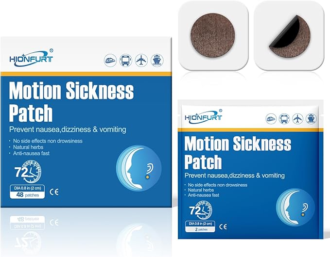 48ct Motion Sickness Patches – Sea Sickness Patches for Cruise, Car, Airplane, and Other Travel – Non-Drowsy, Effective, Lasts 72 Hours