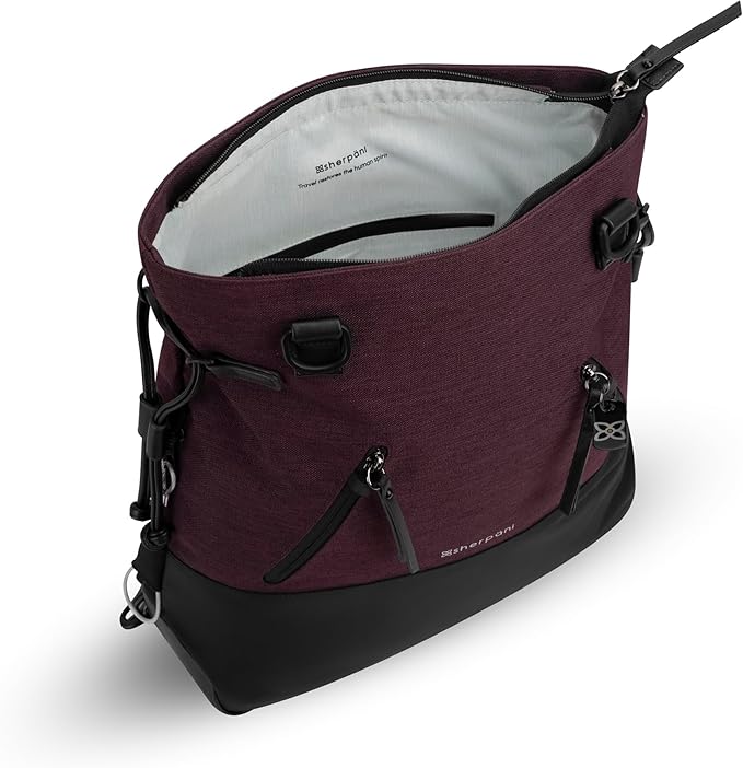 Sherpani Tempest, Anti-Theft Convertible Backpack, Teacher Tote Bag, Travel Backpack for Women, Fits 15 Inch Laptop (No Sleeve) (Merlot)