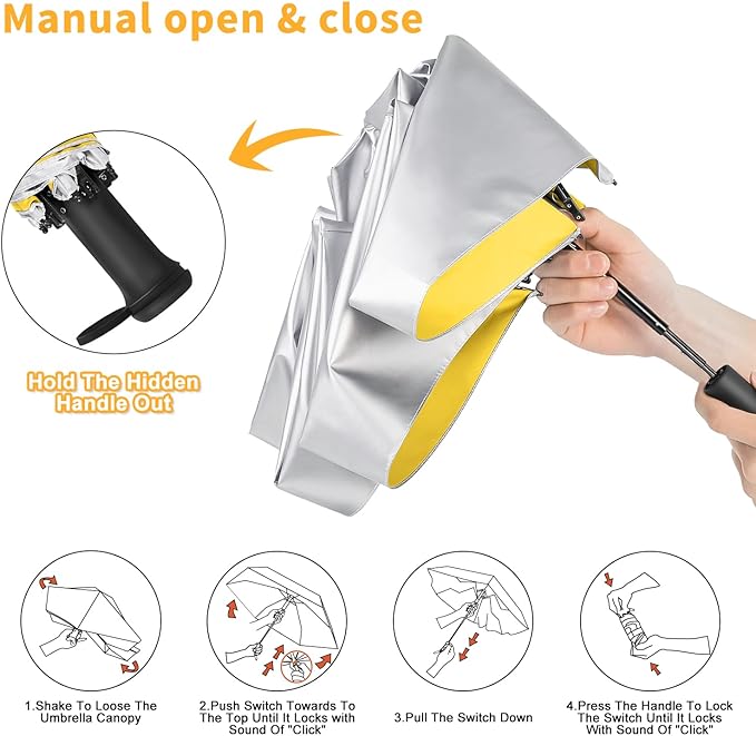 Mini Travel Umbrella - UPF 50+ Sun Protection Compact Manual Open Small Sun Umbrella