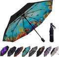 LLanxiry Compact Travel Umbrella, Mini Windproof Umbrellas for Rain & Sun, Small Lightweight Outdoor UV Umbrella, Portable Folding Umbrellas for Travel