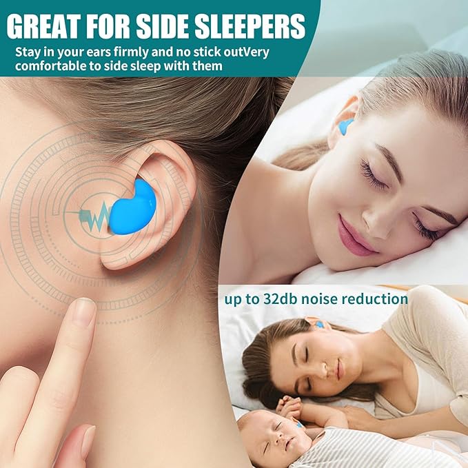 Ultra-Soft Noise Cancelling Sleeping Ear Plugs - Moldable Silicone，Wear Comfortable Noise Repairing Ear Plugs,Reusable,for Adults, Kids and Swimming (Color 1, Round)