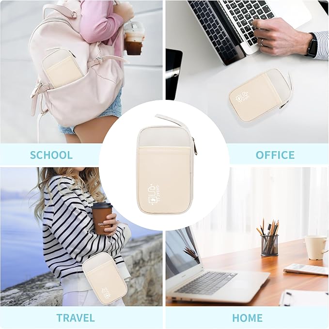 Electronics Travel Organizer,Portable Waterproof Electronic Travel Storage Bag for Small Charging Cord Storage,Charger,Small Electronics,SD Card etc,for Travel,Business -Beige