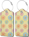 Flowers Leather Luggage Tag with Stainless Steel Ring, Fun Name Id Card Cover Travel Bag Tag Set, Suitable for Travel Bag Luggage Women Men 1 PCS