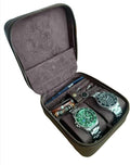 Watch Travel Case for Men, Genuine Leather Watch Case Travel Jewelry Case Vintage Travel Watch Box Handmaded Leather Watch Holder Cufflinks Box for Home Storage,Travel and Display