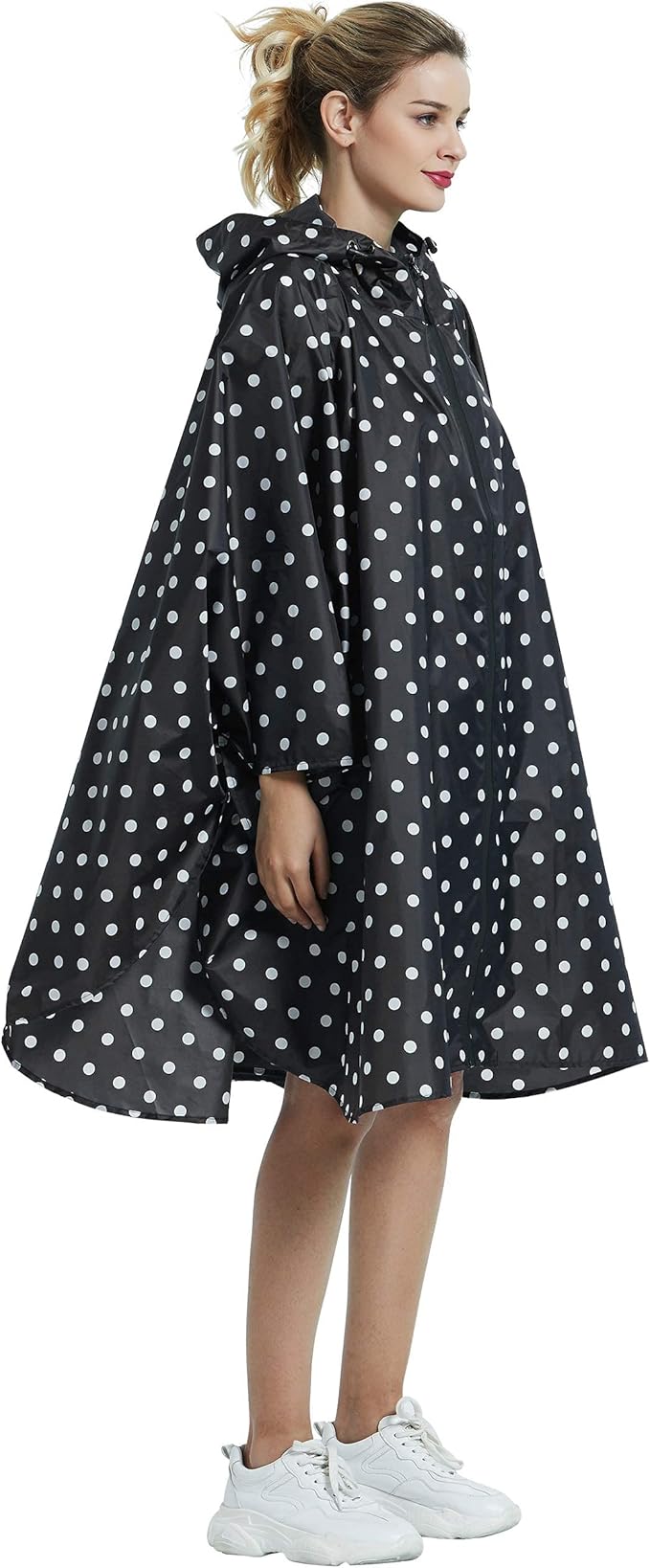 Rain Poncho Jacket Coat Hooded Zipper Style for Women/Men/Adult with Pocket