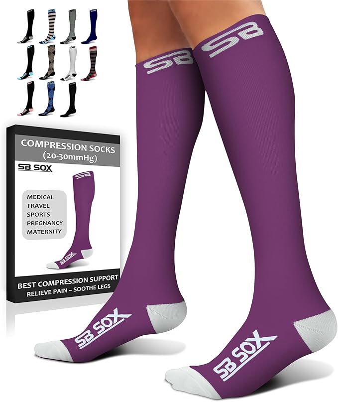 SB SOX Compression Socks for Men & Women (20-30 mmHg) - Best Support Stockings for Travel, Medical, and Sports - Perfect for Everyday Wear